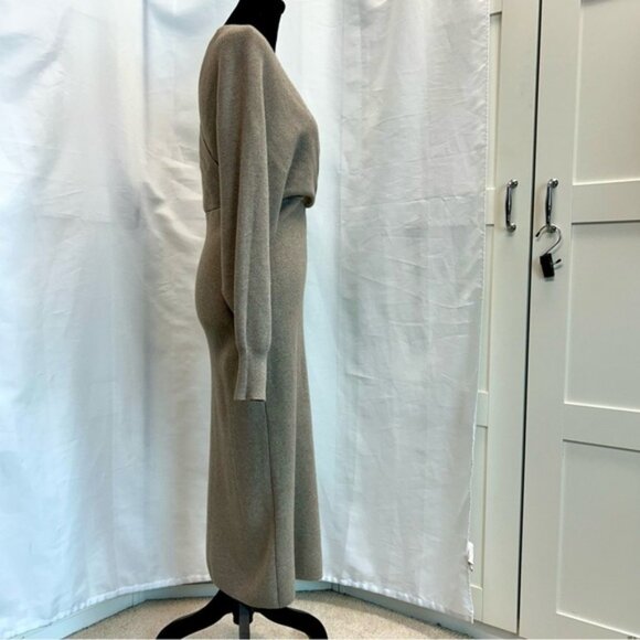 Dreamers beige knit wrap V-neck long sleeve bodycon midi sweater dress XL NWOT - Picture 3 of 12